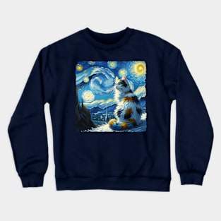 Turkish Van Starry Night Inspired - Artistic Cat Crewneck Sweatshirt